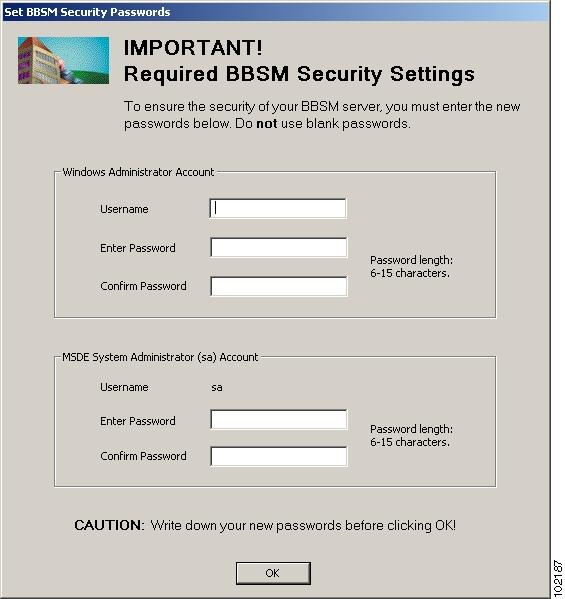 or removed figure 3 1 set bbsm security passwords window