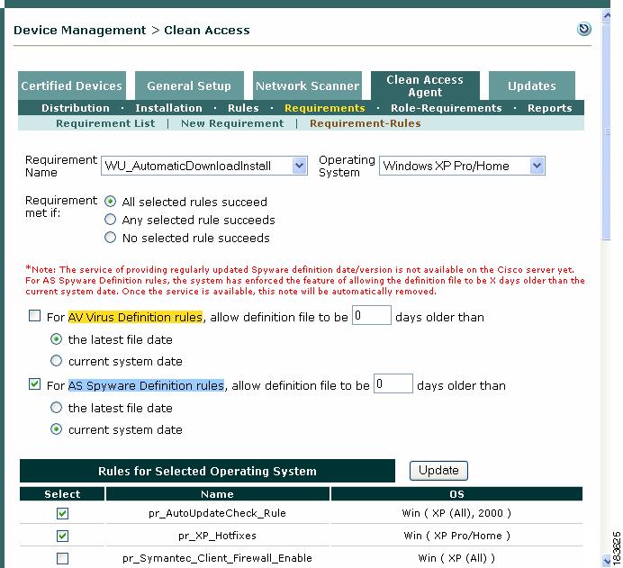 Figure 9-29 Map Windows Update Requirement to Rules