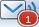 Shows the Voicemail button with one new message.