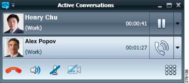 Shows the conversations window with two calls.