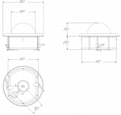  Figure 2 shows the dimensions of the Cisco Video Surveillance 2421 Dome IP.