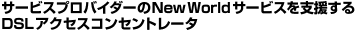 �T�[�r�X�v���o�C�_�[��New World�T�[�r�X���x������DSL�A�N�Z�X�R���Z���g���[�^