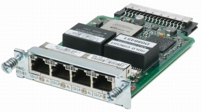 図 1 Cisco 4 ポート T1/E1 クリア チャネル高速 WAN インターフェイス カード