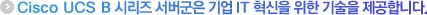 Cisco UCS B ½Ã¸®Áî ¼¹ö±ºÀº ±â¾÷ IT Çõ½ÅÀ» À§ÇÑ ±â¼úÀ» Á¦°øÇÕ´Ï´Ù.