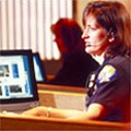 Policeman using technology