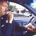 Policeman using technology