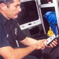 Policeman using technology