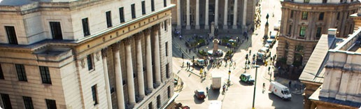 Photo: View down upon city street