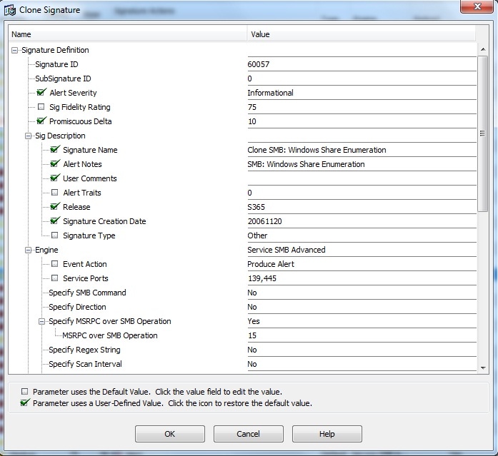 Cloning parameters