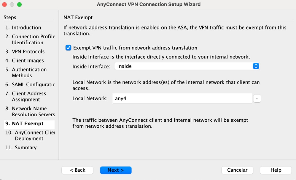 Check Exempt VPN Traffic from Network Address Translation Check box