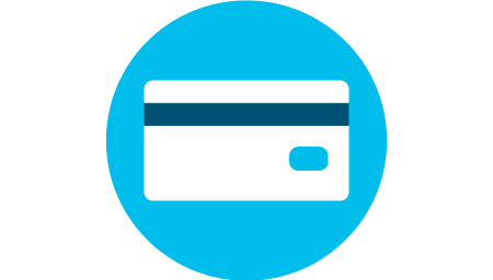ikon med bagsiden af et kreditkort, der viser magnetisk stribe