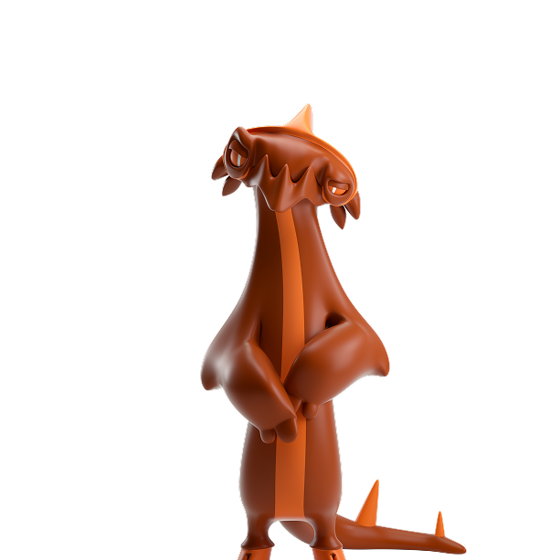 An orange monster representing an online threat with a menacing facial expression.