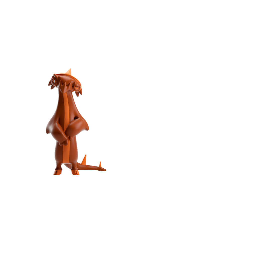 An orange monster representing an online threat with a menacing facial expression.