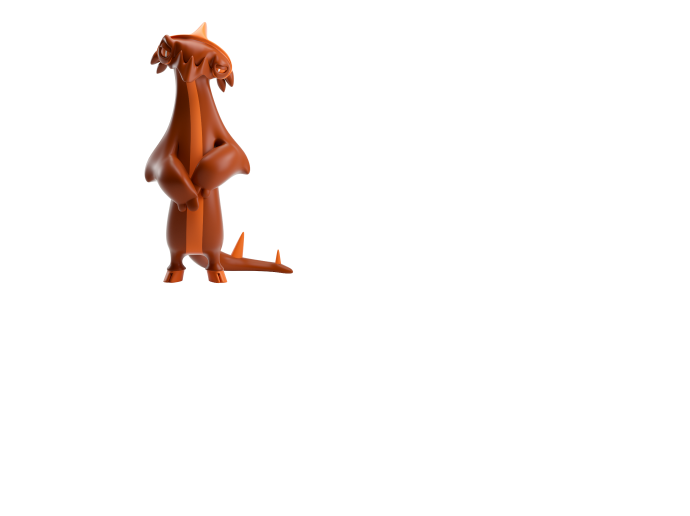 An orange monster representing an online threat with a menacing facial expression.