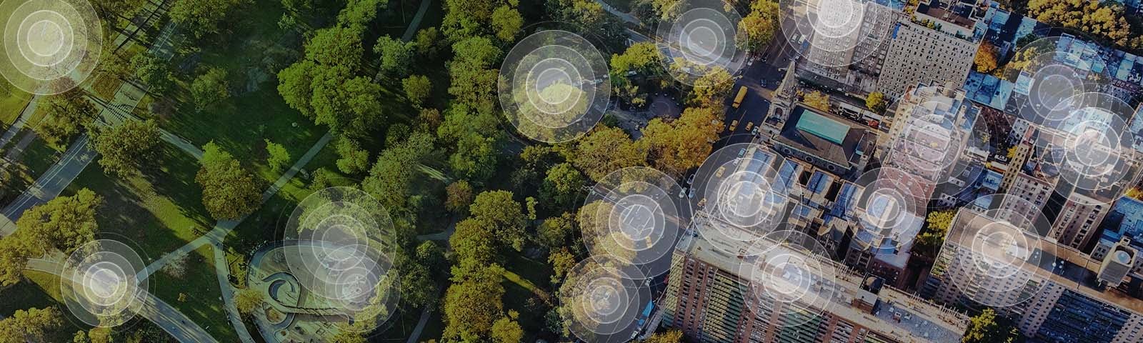 Arial view of connectivity to represent Cisco LoRaWAN Solutions