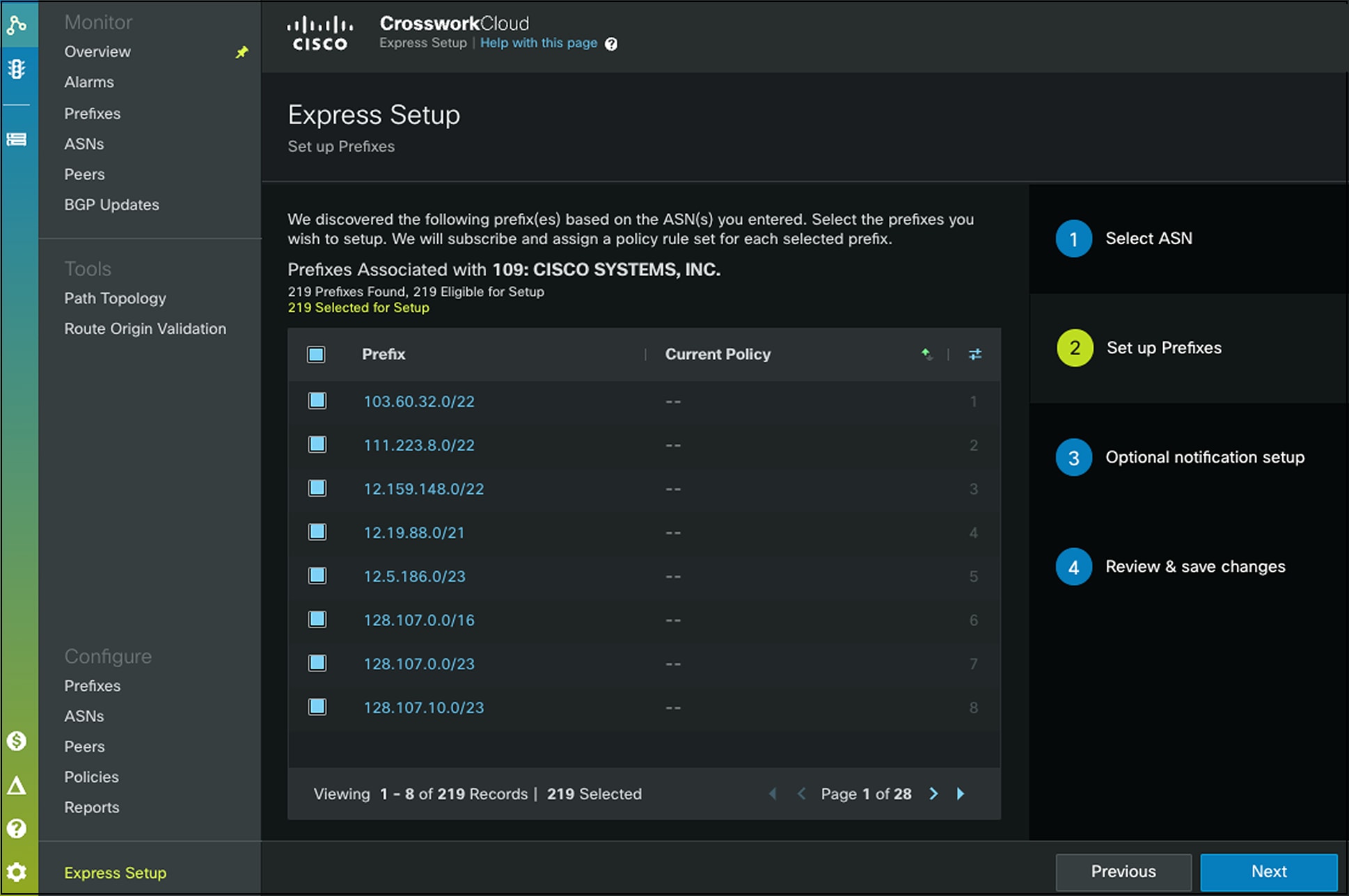 Express setup feature