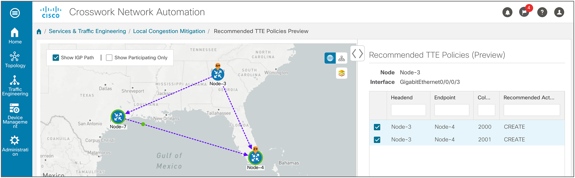 LCM previewing recommended SR-TE policy prior to user commit