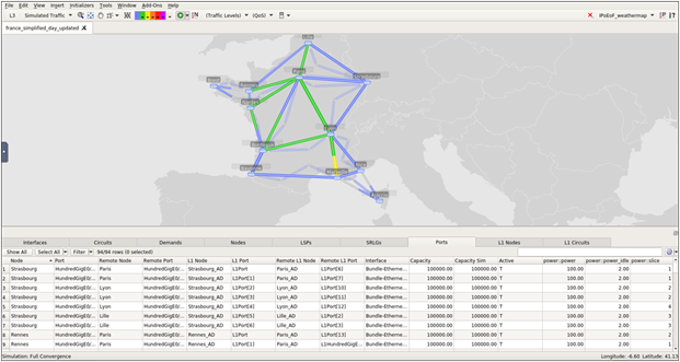 WAE network model includes power consumption for each link