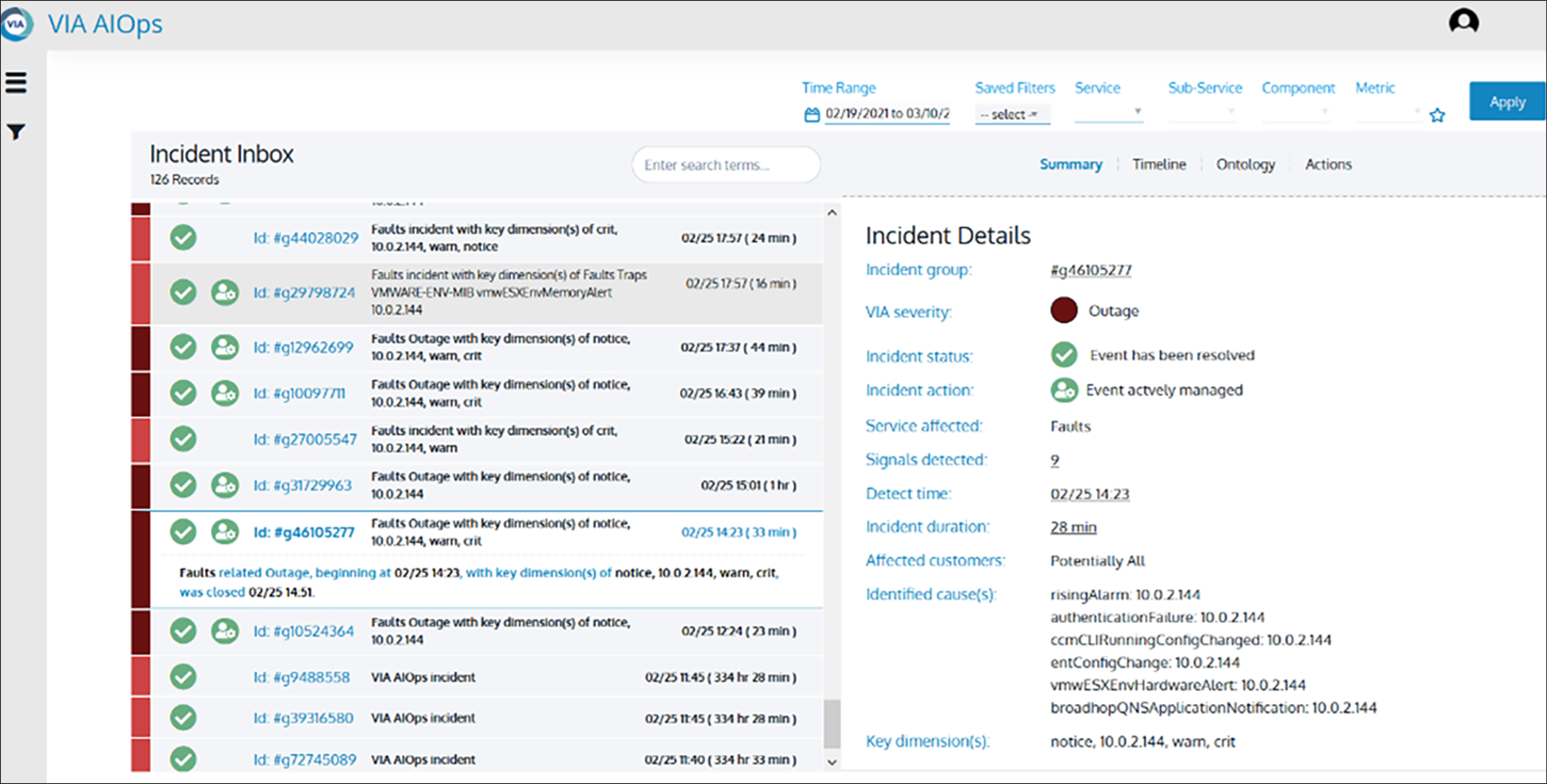 Incident inbox summary