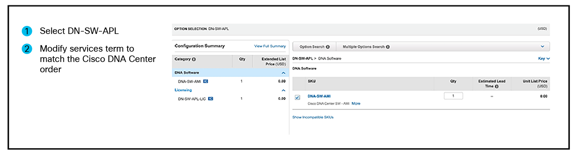 Ordering the DN-SW-APL license