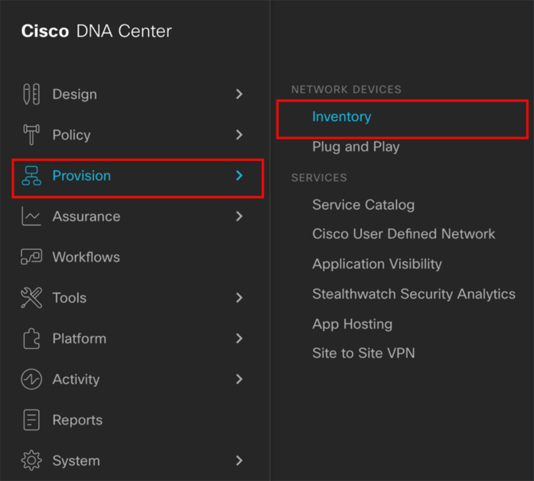 Location of Inventory within the hamburger menu