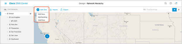 Clicking Add Site within the Design – Network Hierarchy page