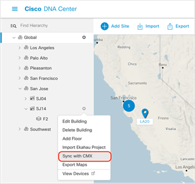 Location of Sync with CMX button