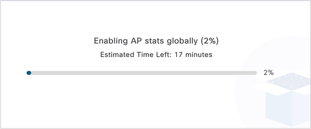 Loading bar showing the time it will take to push the Intelligent Capture configuration to the WLC