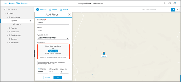 Location of the Upload file button to upload a floor plan during floor creation