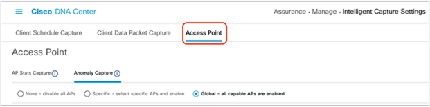 Location of Anomaly Capture on the Intelligent Capture Settings page