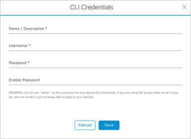 CLI Credentials form that appears when you click Add in Figure 8