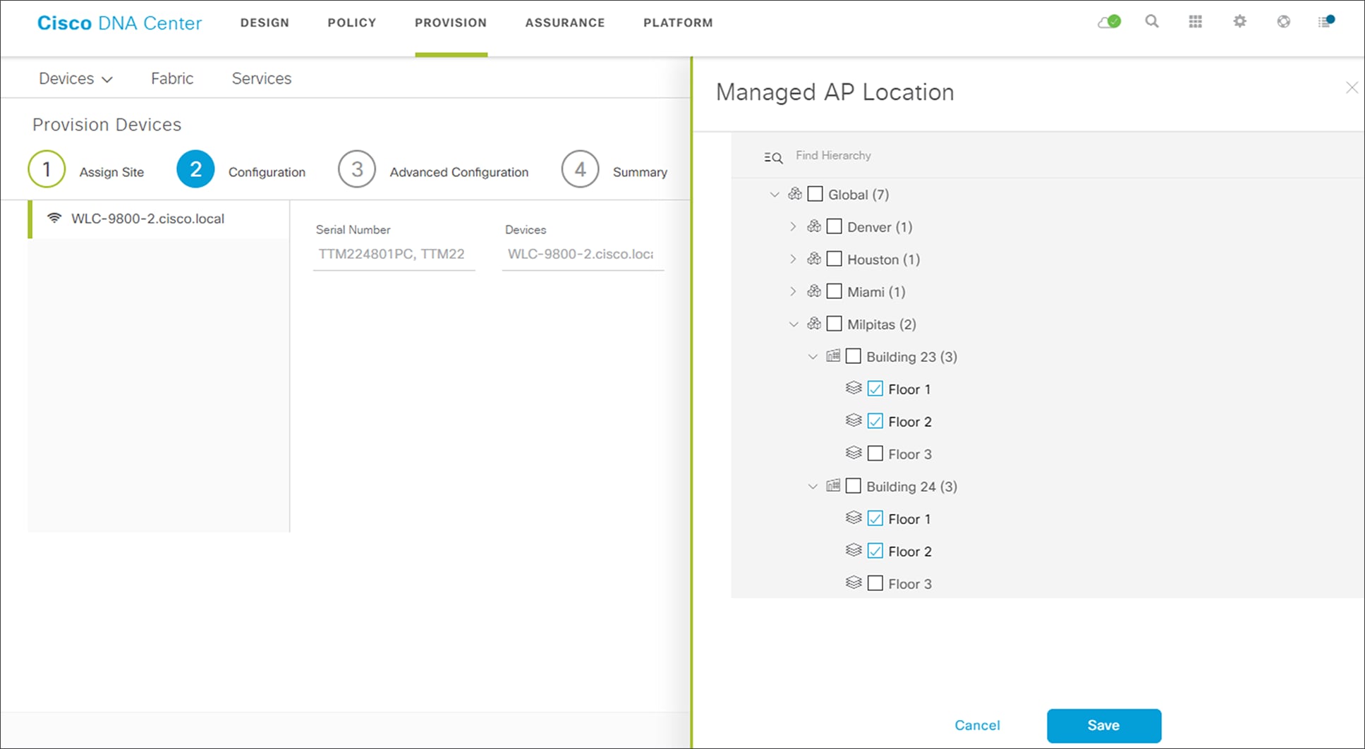 Enterprise WLC Provisioning Step 2 Configuration