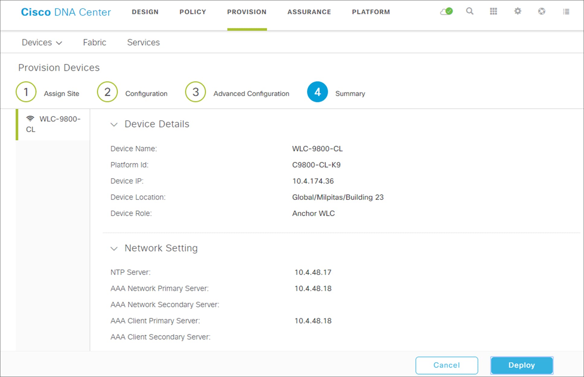 Device Provisioning - Step 4 Summary