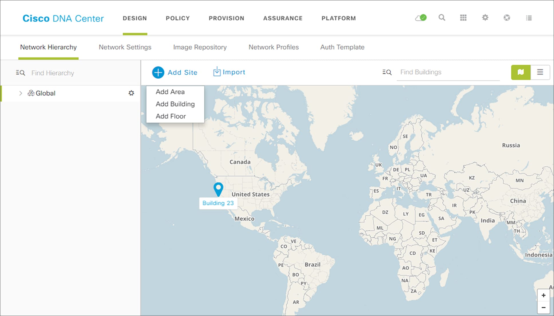 Network Hierarchy dashboard