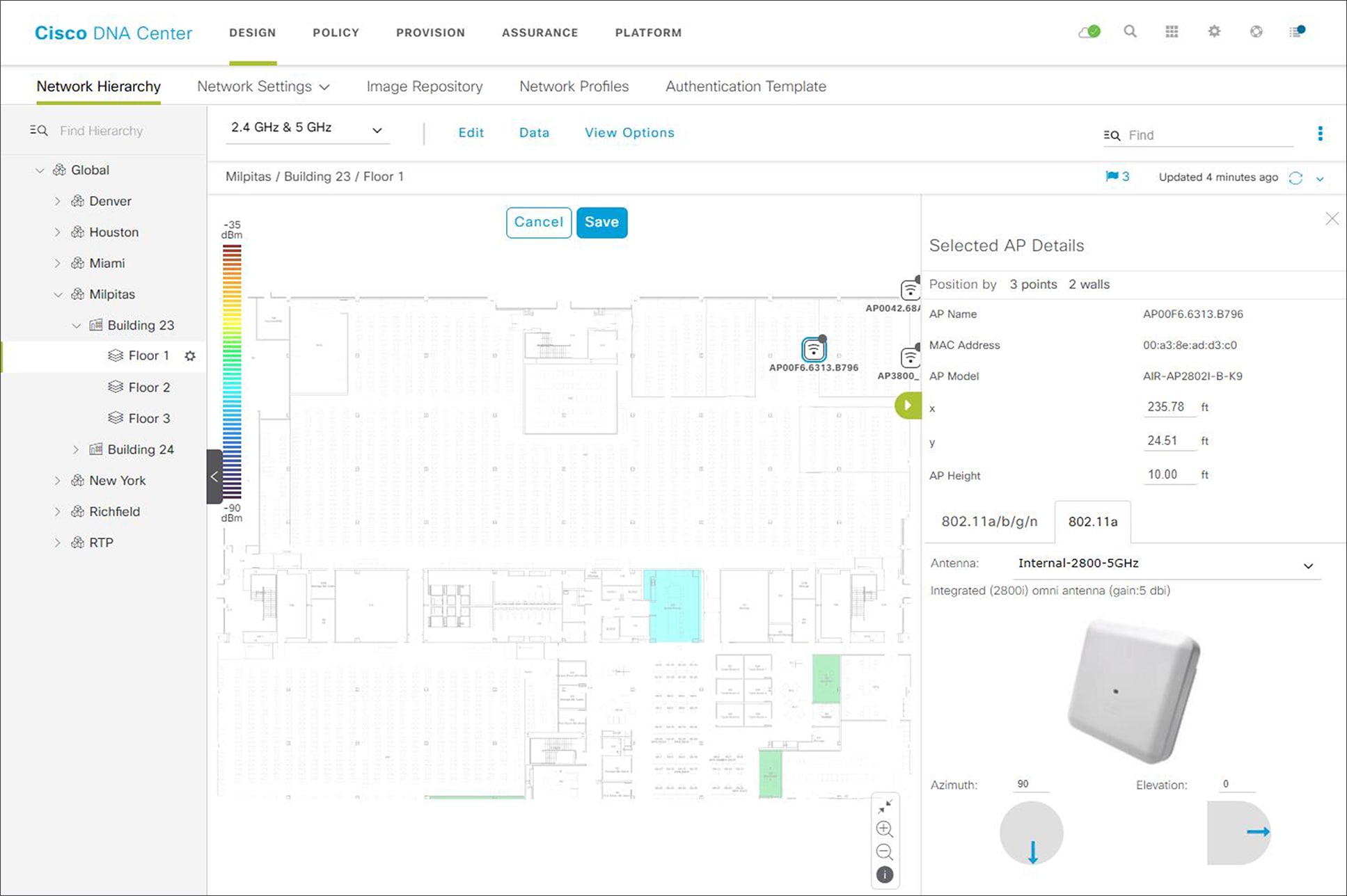 Place APs on the floor map