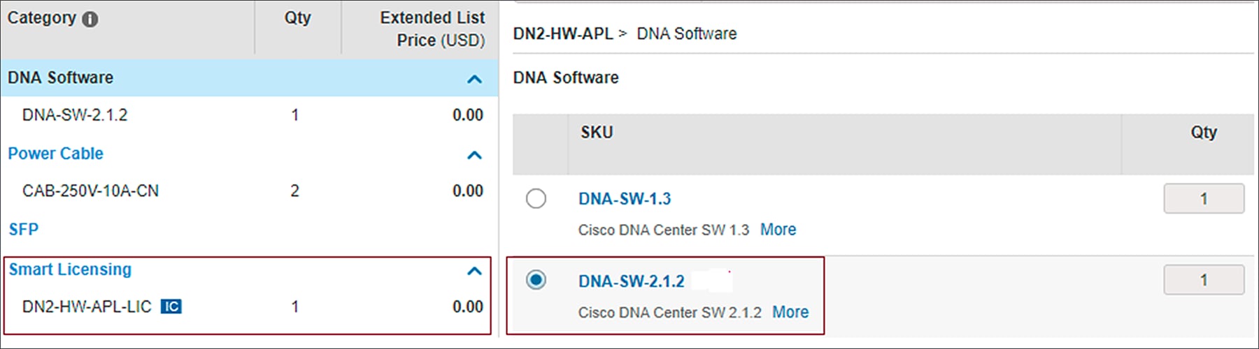 Ordering Cisco DNA Center appliance in CCW