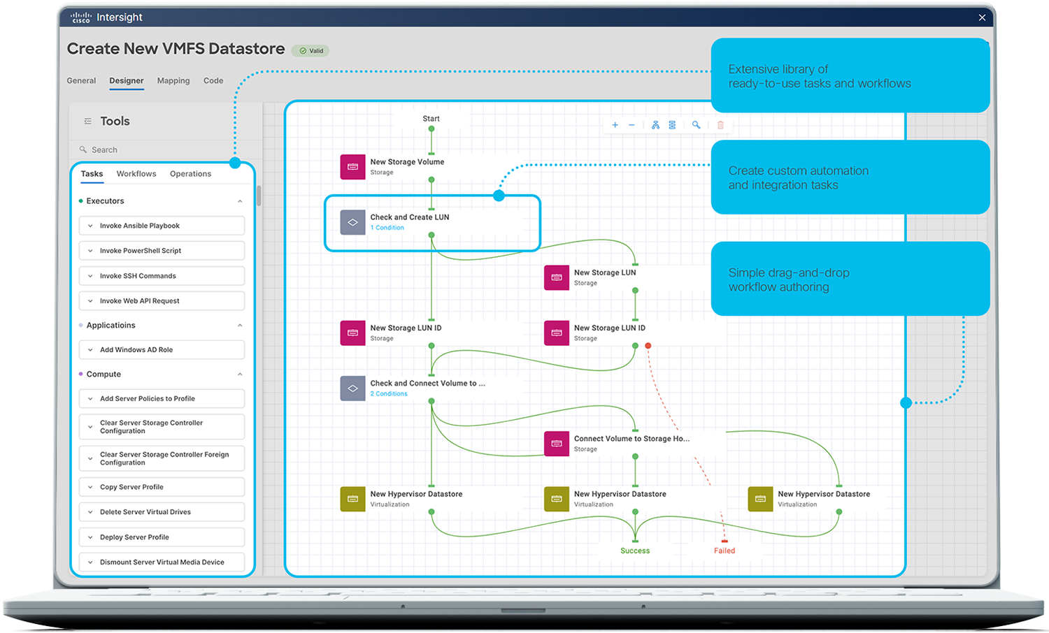 Automate tasks and workflows using the drag-and-drop workflow designer and a library of ready-to-use tasks and workflows.