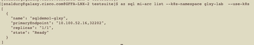 > az sql mi-arc list --k8s-namespace glxy-lab --use-k8s