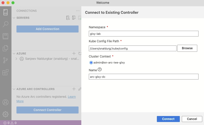 Nme of the existing Azure data controller