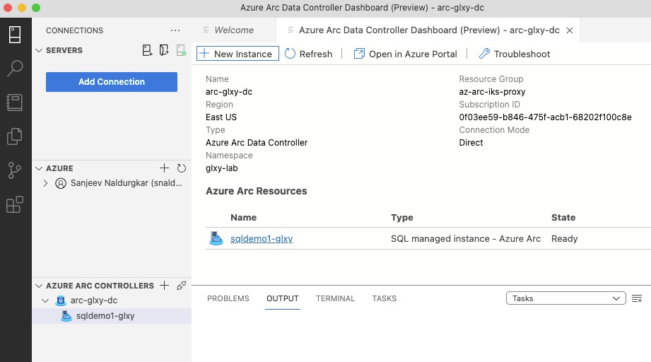 Azure Arc Data Controller Dashboard