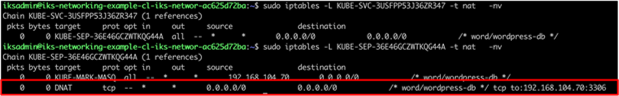 IPTables rules to direct traffic to the wordpress-db port