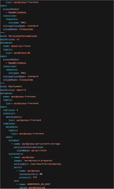 YAML for the all-in-one Wordpress deployment