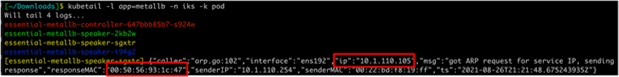 Output from the metallb logs