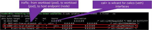 IPTables rules for Calico local veth interfaces