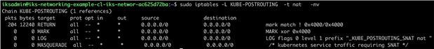 IPTables rules showing the postrouting chain