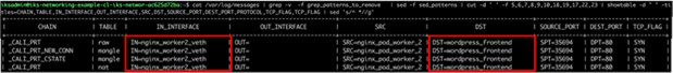 Logging showing NGINX ingress to Wordpress frontend – prerouting chain