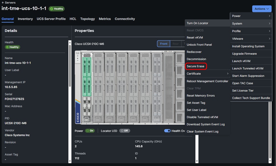 Server Secure Erase for full data sanitization