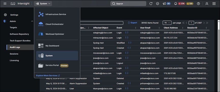 List of audit log events