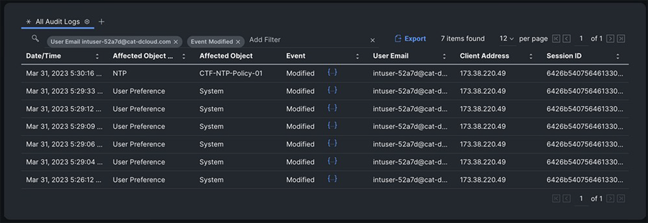 Audit entries