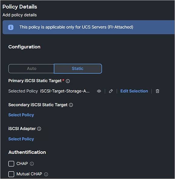 iSCSI boot policy.